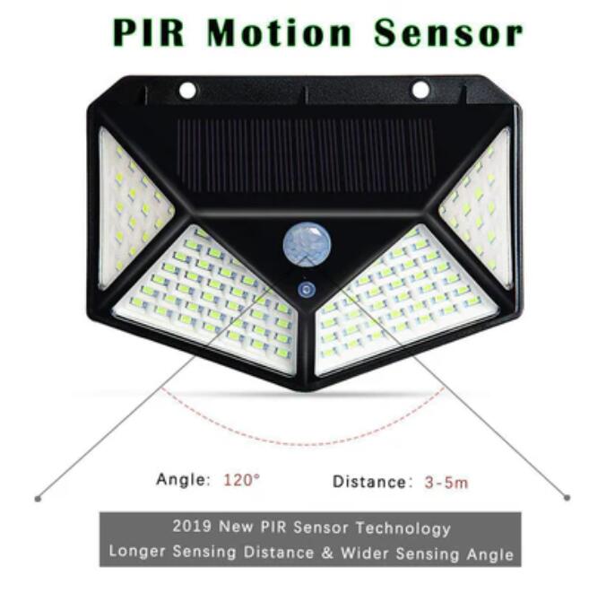 (image for) 4 Pack Solar Lights Outdoor 100 LED IP65 Waterproof Solar Motion Sensor Security Lights